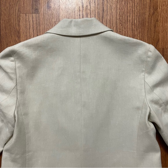 NWT LOFT neutral cotton linen blend single button blazer size 00 P petite - Picture 7 of 13